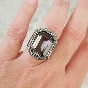 Swarovski Grey Crystal Cocktail Ring SIZE 52